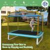imageGiantex 6Ft Rectangle Trampoline with Swing ASTM Approved Mini Kids Trampoline with Net Horizontal Bar LShaped 2 Way Zippers Indoor Outdoor Small Recreational Trampoline for Toddler Age 3Blue Yellow