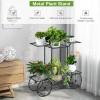 imageGiantex 6Tier Plant Stand Flower Pot Holder Metal Flower Display Shelf with 4 Decorative Wheels Multilayer Parisian Style Plant Pot Holder Rack for Indoor Garden Patio 32quotL x 10quotWx 30quotH Black