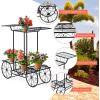 imageGiantex 6Tier Plant Stand Flower Pot Holder Metal Flower Display Shelf with 4 Decorative Wheels Multilayer Parisian Style Plant Pot Holder Rack for Indoor Garden Patio 32quotL x 10quotWx 30quotH Black