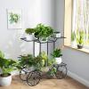 imageGiantex 6Tier Plant Stand Flower Pot Holder Metal Flower Display Shelf with 4 Decorative Wheels Multilayer Parisian Style Plant Pot Holder Rack for Indoor Garden Patio 32quotL x 10quotWx 30quotH Black