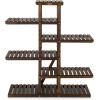 imageGiantex 6Tier Wooden Plant Stand for Indoor Outdoor 12 Potted Plant Display Holder Carbonized Fir Wood Reinforced Slat Ornament Display Shelf for Garden Balcony Home Office Plant Shelf