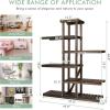 imageGiantex 6Tier Wooden Plant Stand for Indoor Outdoor 12 Potted Plant Display Holder Carbonized Fir Wood Reinforced Slat Ornament Display Shelf for Garden Balcony Home Office Plant Shelf