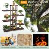 imageGiantex 6Tier Wooden Plant Stand for Indoor Outdoor 12 Potted Plant Display Holder Carbonized Fir Wood Reinforced Slat Ornament Display Shelf for Garden Balcony Home Office Plant Shelf