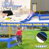 imageGiantex 7 FT Kids Trampoline with Ladder Slide Ocean Balls ASTM Approved Recreational Trampoline with Net Spring CoverBlue
