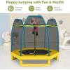 imageGiantex 7 Ft Trampoline for Kids Heavy Duty Steel Frame Small Mini Toddler Trampoline Great Gifts for Boys Girls Outdoor Indoor Kids Trampoline with Net for Age 38Blue Yellow