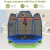 imageGiantex 7 Ft Trampoline for Kids Heavy Duty Steel Frame Small Mini Toddler Trampoline Great Gifts for Boys Girls Outdoor Indoor Kids Trampoline with Net for Age 38Blue Green