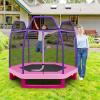 imageGiantex 7 Ft Trampoline for Kids Heavy Duty Steel Frame Small Mini Toddler Trampoline Great Gifts for Boys Girls Outdoor Indoor Kids Trampoline with Net for Age 38PurplePink