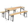 imageGiantex 70 3Piece Portable Folding Picnic Beer Table with Seating Set Wooden Top Picnic Table for Patio Outdoor Activities Garden Use 30 Table HeightBlackiron Frame Woodentabletop  Chair Seats