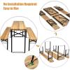 imageGiantex 70 3Piece Portable Folding Picnic Beer Table with Seating Set Wooden Top Picnic Table for Patio Outdoor Activities Garden Use 30 Table HeightBlackiron Frame Woodentabletop  Chair Seats