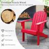 imageGiantex Acacia Wood Adirondack Chair  Outdoor Fire Pit Chair with 105 Inclined Seat High Backrest 4quot Wide Armrests Patio Lounge Chair for Outside Lawn Backyard Garden Deck Porch 1 WhiteRed