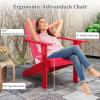 imageGiantex Acacia Wood Adirondack Chair  Outdoor Fire Pit Chair with 105 Inclined Seat High Backrest 4quot Wide Armrests Patio Lounge Chair for Outside Lawn Backyard Garden Deck Porch 1 WhiteRed