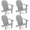 imageGiantex Acacia Wood Adirondack Chair  Outdoor Fire Pit Chair with 105 Inclined Seat High Backrest 4quot Wide Armrests Patio Lounge Chair for Outside Lawn Backyard Garden Deck Porch 1 WhiteGrey