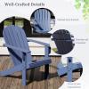 imageGiantex Acacia Wood Adirondack Chair  Outdoor Fire Pit Chair with 105 Inclined Seat High Backrest 4quot Wide Armrests Patio Lounge Chair for Outside Lawn Backyard Garden Deck Porch 1 WhiteBlue