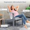 imageGiantex Acacia Wood Adirondack Chair  Outdoor Fire Pit Chair with 105 Inclined Seat High Backrest 4quot Wide Armrests Patio Lounge Chair for Outside Lawn Backyard Garden Deck Porch 1 WhiteGrey