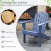 imageGiantex Acacia Wood Adirondack Chair  Outdoor Fire Pit Chair with 105 Inclined Seat High Backrest 4quot Wide Armrests Patio Lounge Chair for Outside Lawn Backyard Garden Deck Porch 1 WhiteBlue