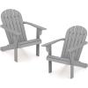 imageGiantex Acacia Wood Adirondack Chair  Outdoor Fire Pit Chair with 105 Inclined Seat High Backrest 4quot Wide Armrests Patio Lounge Chair for Outside Lawn Backyard Garden Deck Porch 1 WhiteGrey