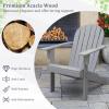imageGiantex Acacia Wood Adirondack Chair  Outdoor Fire Pit Chair with 105 Inclined Seat High Backrest 4quot Wide Armrests Patio Lounge Chair for Outside Lawn Backyard Garden Deck Porch 1 WhiteGrey
