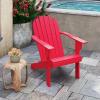 imageGiantex Acacia Wood Adirondack Chair  Outdoor Fire Pit Chair with 105 Inclined Seat High Backrest 4quot Wide Armrests Patio Lounge Chair for Outside Lawn Backyard Garden Deck Porch 1 WhiteRed