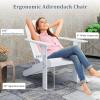 imageGiantex Acacia Wood Adirondack Chair  Outdoor Fire Pit Chair with 105 Inclined Seat High Backrest 4quot Wide Armrests Patio Lounge Chair for Outside Lawn Backyard Garden Deck Porch 1 WhiteWhite