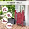 imageGiantex Adirondack Chair Outdoor Folding Chairs HDPE Weather Resistant Patio Chair with Builtin Cup Holder Lawn Chair for Patio Backyard Balcony Deck Outside Plastic Fire Pit Chair 4 GreyRed