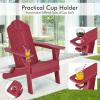 imageGiantex Adirondack Chair Outdoor Folding Chairs HDPE Weather Resistant Patio Chair with Builtin Cup Holder Lawn Chair for Patio Backyard Balcony Deck Outside Plastic Fire Pit Chair 4 GreyRed