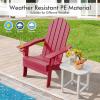imageGiantex Adirondack Chair Outdoor Folding Chairs HDPE Weather Resistant Patio Chair with Builtin Cup Holder Lawn Chair for Patio Backyard Balcony Deck Outside Plastic Fire Pit Chair 4 GreyRed