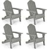 imageGiantex Adirondack Chair Outdoor Folding Chairs HDPE Weather Resistant Patio Chair with Builtin Cup Holder Lawn Chair for Patio Backyard Balcony Deck Outside Plastic Fire Pit Chair 4 GreyGrey