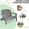 imageGiantex Adirondack Chair Outdoor Loveseat High Density Polyethylene HDPE Material Adirondack Chairs Set of 2 People Patio Adirondack Bench for Porch Garden Backyard Fire Pit Chair 1 GrayGrey