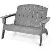 imageGiantex Adirondack Chair Outdoor Loveseat High Density Polyethylene HDPE Material Adirondack Chairs Set of 2 People Patio Adirondack Bench for Porch Garden Backyard Fire Pit Chair 1 GrayGrey