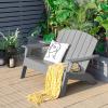 imageGiantex Adirondack Chair Outdoor Loveseat High Density Polyethylene HDPE Material Adirondack Chairs Set of 2 People Patio Adirondack Bench for Porch Garden Backyard Fire Pit Chair 1 GrayGrey
