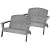 imageGiantex Adirondack Chair Outdoor Loveseat High Density Polyethylene HDPE Material Adirondack Chairs Set of 2 People Patio Adirondack Bench for Porch Garden Backyard Fire Pit Chair 1 GrayGrey