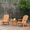 imageGiantex Adirondack Chair Set 3Piece Foldable Wooden Chairs Set WWidened Armrest Eucalyptus Frame and Side Table Outdoor ampamp Indoor Table Set for Patio Poolside Garden Set of 3 Wooden Lounger Chair