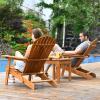imageGiantex Adirondack Chair Set 3Piece Foldable Wooden Chairs Set WWidened Armrest Eucalyptus Frame and Side Table Outdoor ampamp Indoor Table Set for Patio Poolside Garden Set of 3 Wooden Lounger Chair