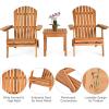 imageGiantex Adirondack Chair Set 3Piece Foldable Wooden Chairs Set WWidened Armrest Eucalyptus Frame and Side Table Outdoor ampamp Indoor Table Set for Patio Poolside Garden Set of 3 Wooden Lounger Chair