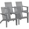 imageGiantex Adirondack Chair Set of 4 Acacia Wood Outdoor Chairs 350 lbs Weight Capacity Weather Resistant Campfire Chairs for Lawn Seating Garden Poolside Balcony Patio LoungerGrey