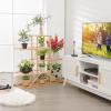 imageGiantex Bamboo 5 Tier 10 Potted Plant Stand Indoor Outdoor Multiple Flower Pot Holder Display Rack 39 High Wood Plant Shelf for Living Room Corner Balcony Garden Office Natural