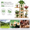 imageGiantex Bamboo 5 Tier 10 Potted Plant Stand Indoor Outdoor Multiple Flower Pot Holder Display Rack 39 High Wood Plant Shelf for Living Room Corner Balcony Garden Office Natural