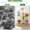 imageGiantex Bamboo 5 Tier 10 Potted Plant Stand Indoor Outdoor Multiple Flower Pot Holder Display Rack 39 High Wood Plant Shelf for Living Room Corner Balcony Garden Office Natural