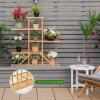 imageGiantex Bamboo 5 Tier 10 Potted Plant Stand Indoor Outdoor Multiple Flower Pot Holder Display Rack 39 High Wood Plant Shelf for Living Room Corner Balcony Garden Office Natural