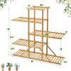 imageGiantex Bamboo 5 Tier 10 Potted Plant Stand Indoor Outdoor Multiple Flower Pot Holder Display Rack 39 High Wood Plant Shelf for Living Room Corner Balcony Garden Office Natural