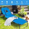 imageGiantex Beach Lounge Chair Chaise Lounge Chairs for Outside with Hole for Face3 Adjustable PositionsReclining Folding Lightweight Patio Lawn Chairs for Sunbathing Tanning Chair NavyNavy