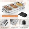 imageGiantex Buffet Server ampamp Electric Food Warmer 2in1 Food Warming Tray Adjustable Temperature 3 Food Pans with Lids Dishwasher Safe 8 QT Stainless Steel Chafing Dishes for Parties Holiday Events26L x 14W x 65H
