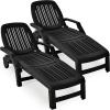 imageGiantex Chaise Lounge Outdoor 6 Adjustable Backrests Lounge Chair Recliner Outdoor Furniture for Patio Poolside Garden Foldable Sun Lounger with Wheels 1 BlackBlack