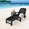imageGiantex Chaise Lounge Outdoor 6 Adjustable Backrests Lounge Chair Recliner Outdoor Furniture for Patio Poolside Garden Foldable Sun Lounger with Wheels 1 BlackBlack