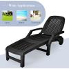 imageGiantex Chaise Lounge Outdoor 6 Adjustable Backrests Lounge Chair Recliner Outdoor Furniture for Patio Poolside Garden Foldable Sun Lounger with Wheels 2 BlackBlack