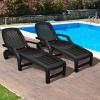 imageGiantex Chaise Lounge Outdoor 6 Adjustable Backrests Lounge Chair Recliner Outdoor Furniture for Patio Poolside Garden Foldable Sun Lounger with Wheels 2 BlackBlack