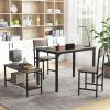 imageGiantex Dining Table Set for 4 43quot Kitchen Table and Chairs Dining Bench with Metal Frame ampamp Storage Rack 4Piece Modern Functional Desk Set for Dinette Small Space Apartment Restaurant BrownBlack Oak