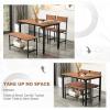 imageGiantex Dining Table Set for 4 43quot Kitchen Table and Chairs Dining Bench with Metal Frame ampamp Storage Rack 4Piece Modern Functional Desk Set for Dinette Small Space Apartment Restaurant BrownBrown