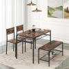 imageGiantex Dining Table Set for 4 43quot Kitchen Table and Chairs Dining Bench with Metal Frame ampamp Storage Rack 4Piece Modern Functional Desk Set for Dinette Small Space Apartment Restaurant BrownRustic Brown