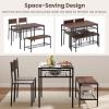 imageGiantex Dining Table Set for 4 43quot Kitchen Table and Chairs Dining Bench with Metal Frame ampamp Storage Rack 4Piece Modern Functional Desk Set for Dinette Small Space Apartment Restaurant BrownWalnut